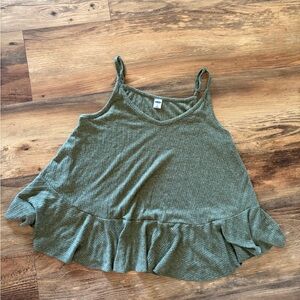 Old Navy Olive Ribbed Ruffle-Hem Tank